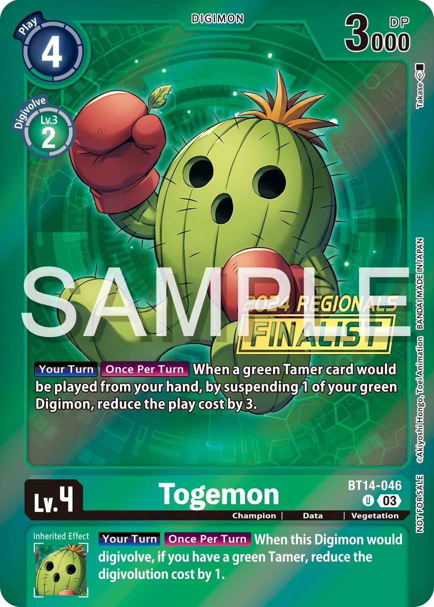 Togemon [BT14-046] (2024 Regionals Finalist) [Blast Ace Promos] | Card Merchant Takapuna