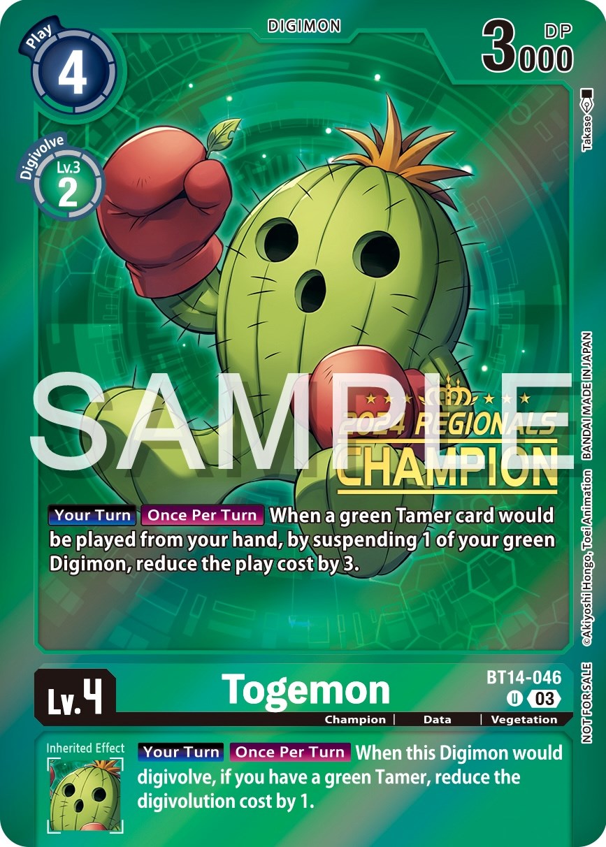 Togemon [BT14-046] (2024 Regionals Champion) [Blast Ace Promos] | Card Merchant Takapuna