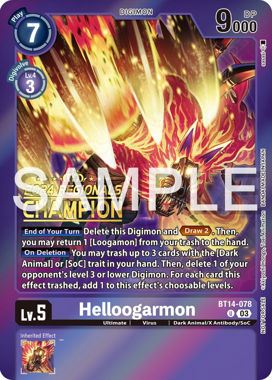 Helloogarmon [BT14-078] (2024 Regionals Champion) [Blast Ace Promos] | Card Merchant Takapuna