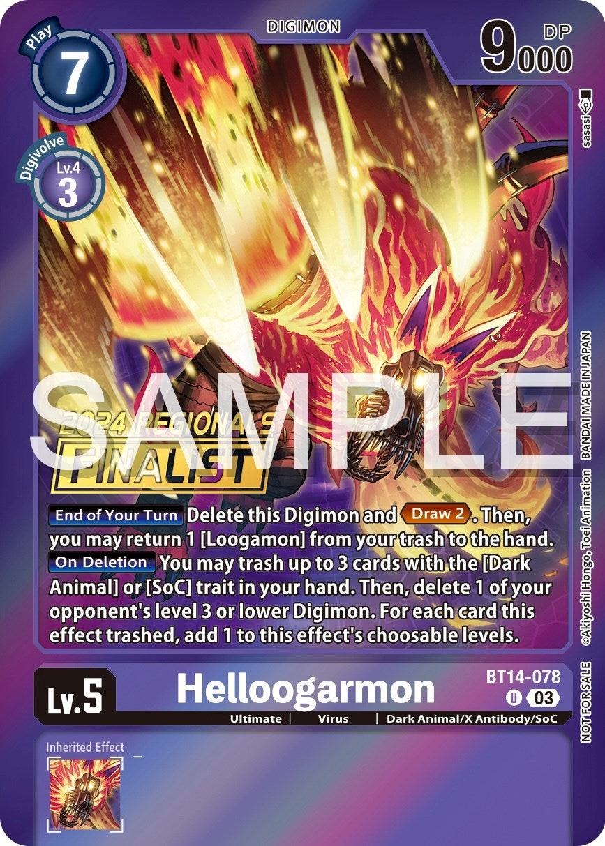 Helloogarmon [BT14-078] (2024 Regionals Finalist) [Blast Ace Promos] | Card Merchant Takapuna