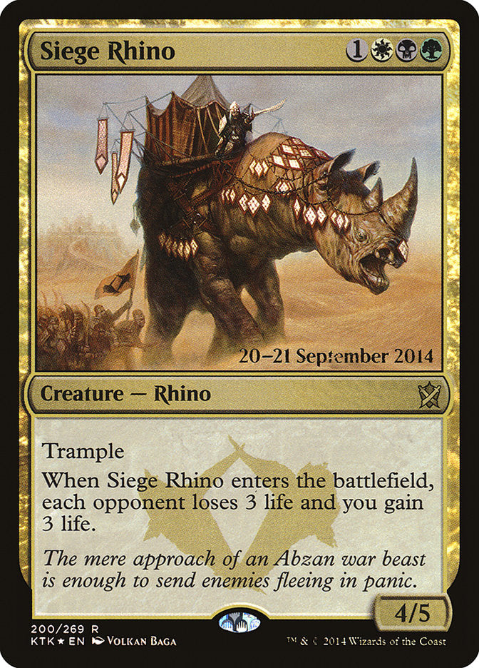 Siege Rhino [Khans of Tarkir Prerelease Promos] | Card Merchant Takapuna