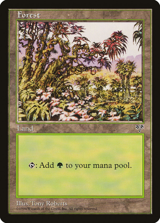 Forest (Open Flowers Bottom Center) [Mirage] | Card Merchant Takapuna