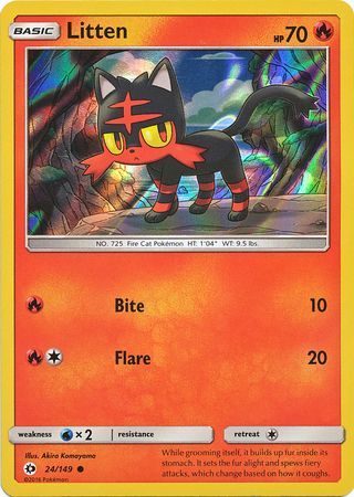 Litten (24/149) (Water Web Holo) [Sun & Moon: Base Set] | Card Merchant Takapuna