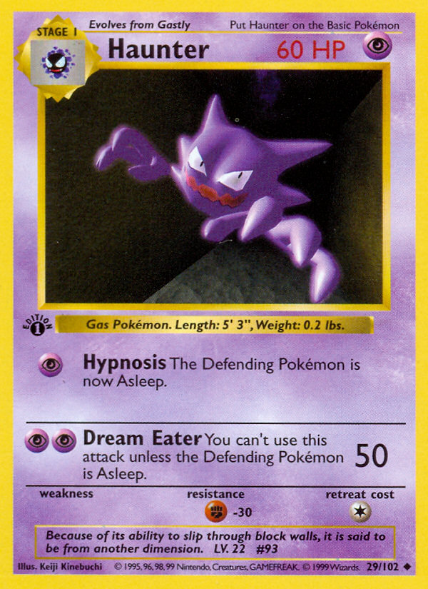 Haunter (29/102) (Shadowless) [Base Set 1st Edition] | Card Merchant Takapuna