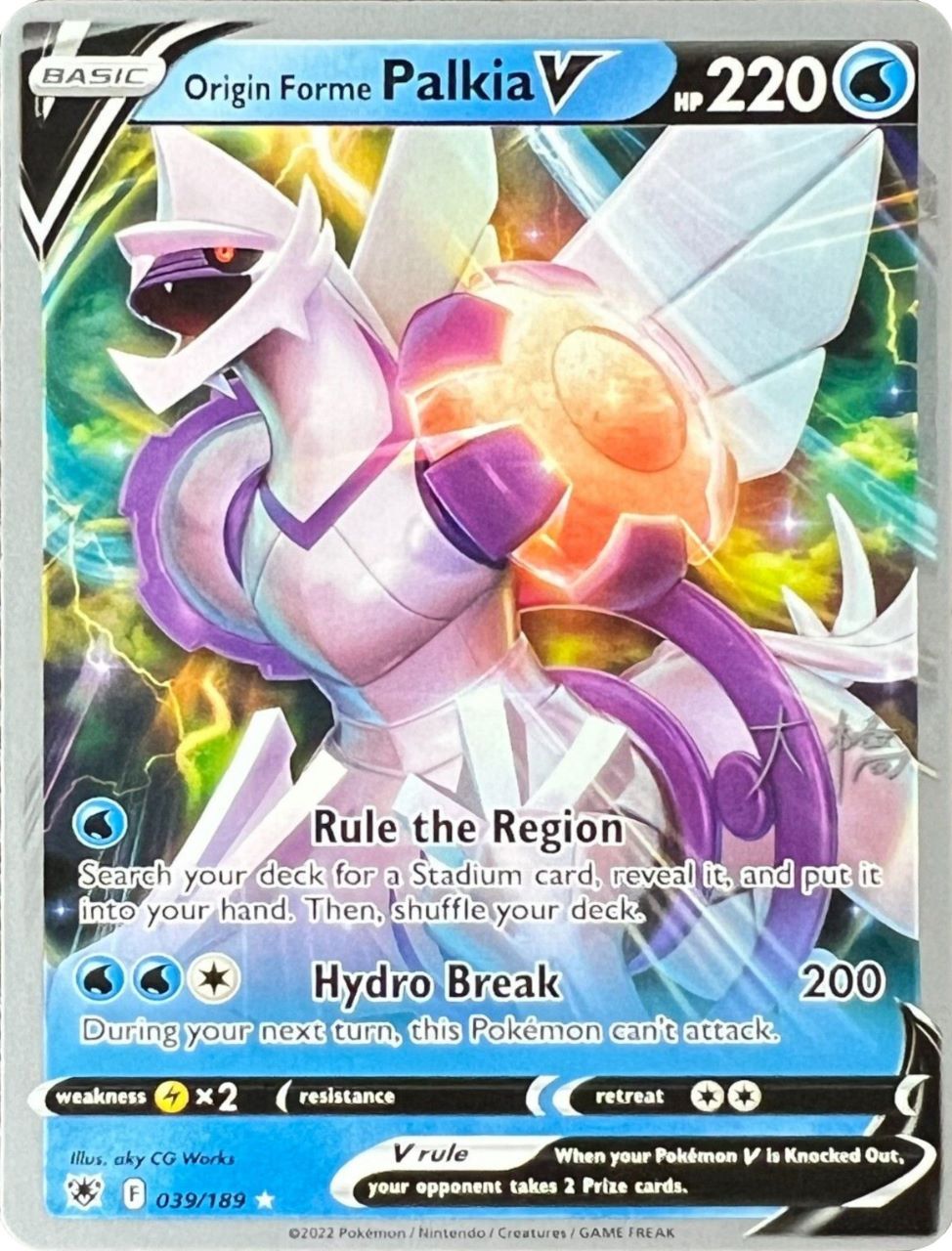 Origin Forme Palkia V (039/189) (Ice Rider Palkia - Rikuto Ohashi) [World Championships 2022] | Card Merchant Takapuna