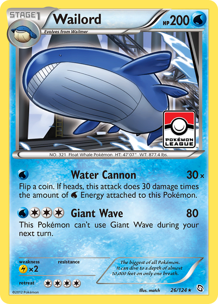 Wailord (26/124) [Black & White: Dragons Exalted] | Card Merchant Takapuna