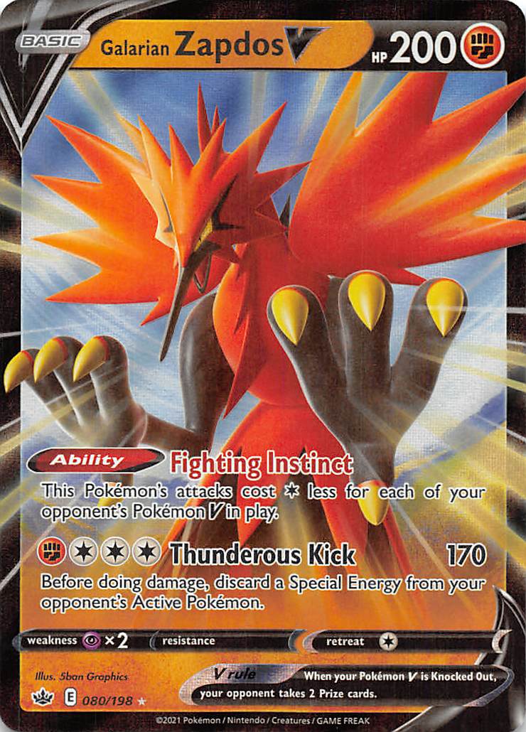 Galarian Zapdos V (080/198) [Sword & Shield: Chilling Reign] | Card Merchant Takapuna