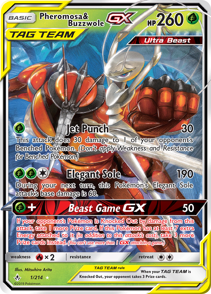 Pheromosa & Buzzwole GX (1/214) [Sun & Moon: Unbroken Bonds] | Card Merchant Takapuna