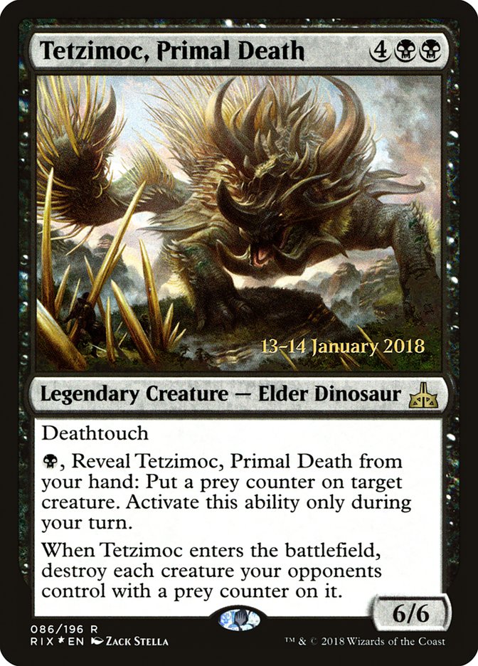 Tetzimoc, Primal Death [Rivals of Ixalan Prerelease Promos] | Card Merchant Takapuna