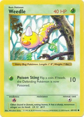 Weedle (69/102) [Base Set Shadowless Unlimited] | Card Merchant Takapuna