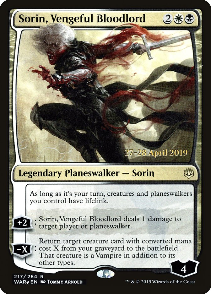 Sorin, Vengeful Bloodlord [War of the Spark Prerelease Promos] | Card Merchant Takapuna