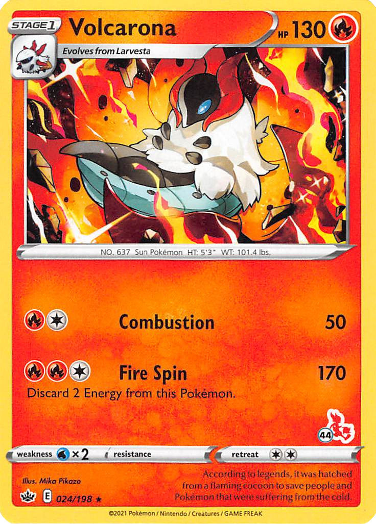 Volcarona (24/198) (Cinderace Stamp #44) [Battle Academy 2022] | Card Merchant Takapuna