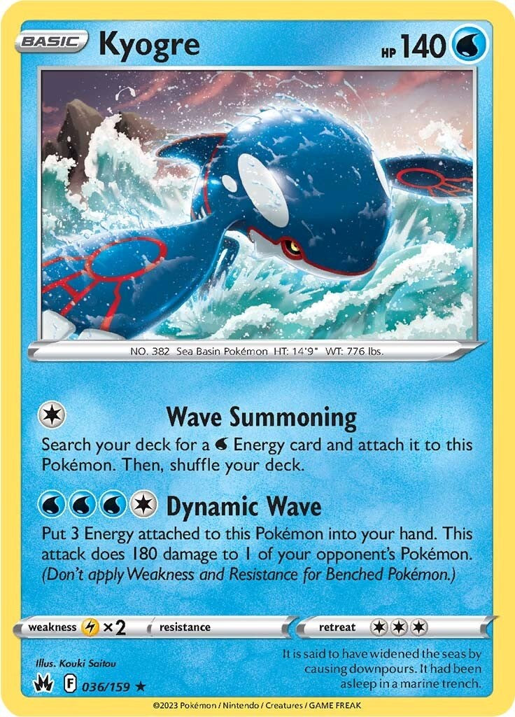 Kyogre (036/159) [Sword & Shield: Crown Zenith] | Card Merchant Takapuna