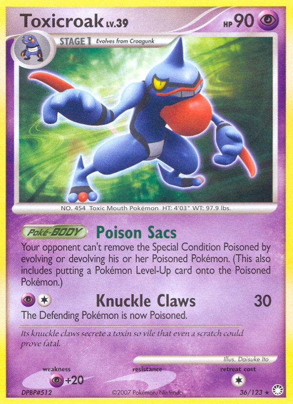 Toxicroak (36/123) [Diamond & Pearl: Mysterious Treasures] | Card Merchant Takapuna