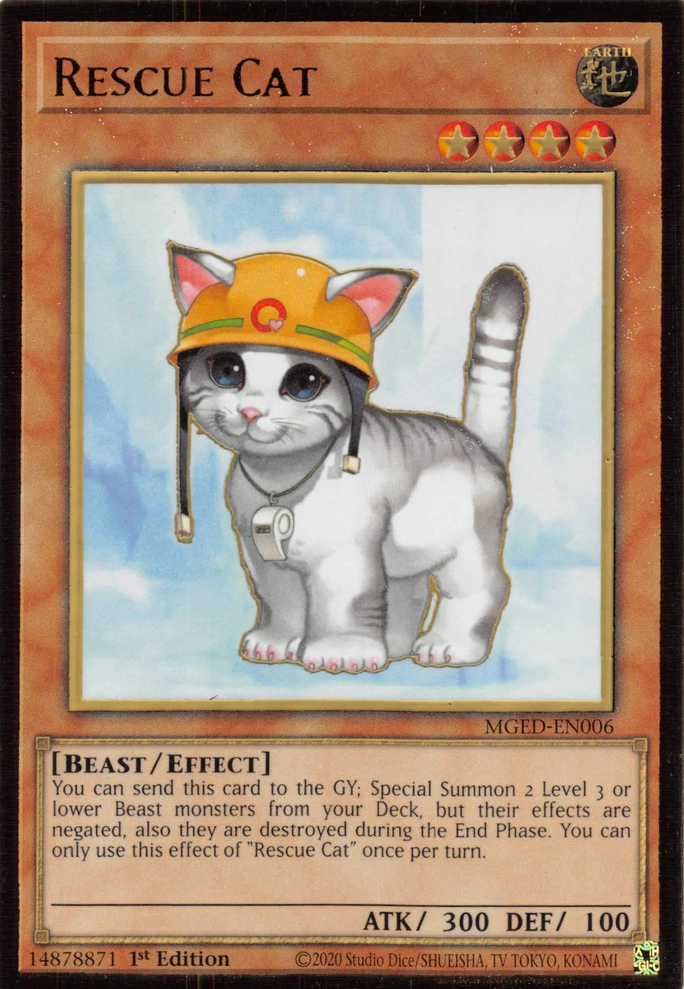 Rescue Cat [MGED-EN006] Gold Rare | Card Merchant Takapuna