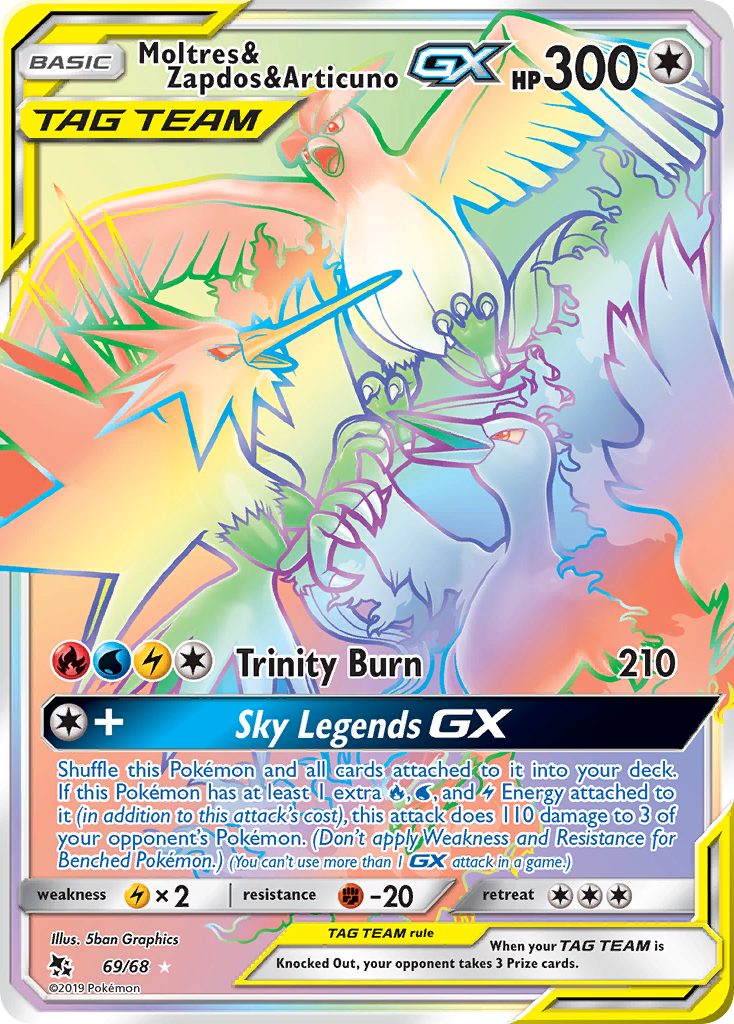 Moltres & Zapdos & Articuno GX (69/68) [Sun & Moon: Hidden Fates] | Card Merchant Takapuna