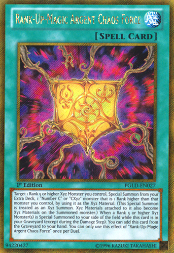 Rank-Up-Magic Argent Chaos Force [PGLD-EN027] Gold Secret Rare | Card Merchant Takapuna