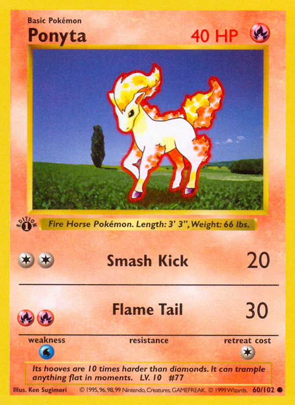 Ponyta (60/102) (Shadowless) [Base Set 1st Edition] | Card Merchant Takapuna