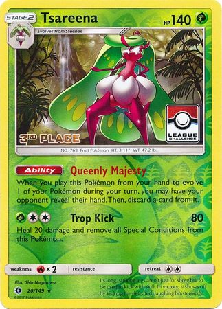 Tsareena (20/149) (League 3rd Place) [Sun & Moon: Base Set] | Card Merchant Takapuna