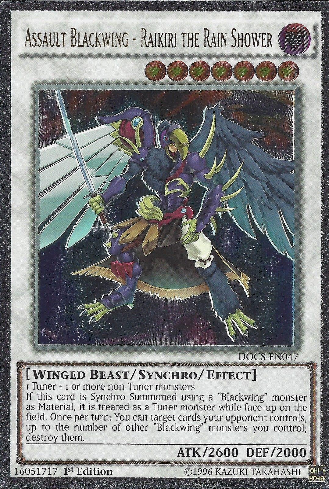 Assault Blackwing - Raikiri the Rain Shower (UTR) [DOCS-EN047] Ultimate Rare | Card Merchant Takapuna