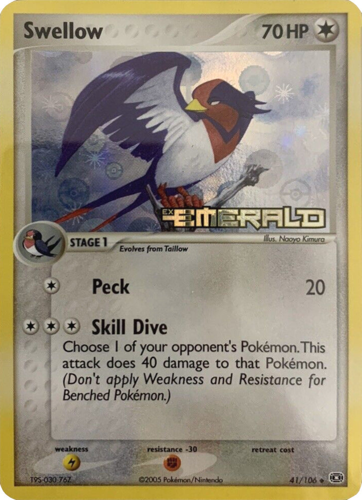 Swellow (41/106) (Stamped) [EX: Emerald] | Card Merchant Takapuna