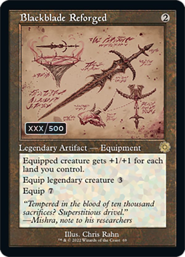 Blackblade Reforged (Retro Schematic) (Serialized) [The Brothers' War Retro Artifacts] | Card Merchant Takapuna