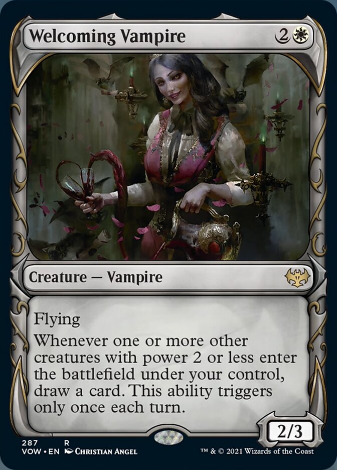 Welcoming Vampire (Showcase Fang Frame) [Innistrad: Crimson Vow] | Card Merchant Takapuna