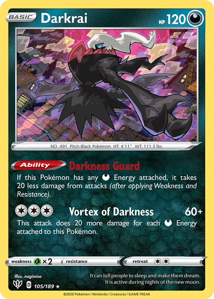 Darkrai (105/189) [Sword & Shield: Darkness Ablaze] | Card Merchant Takapuna