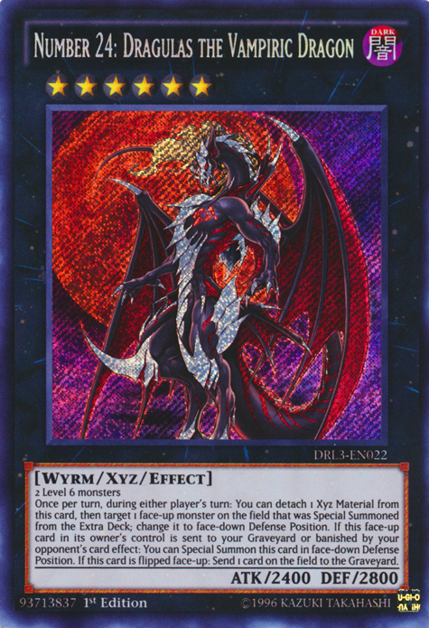 Number 24: Dragulas the Vampiric Dragon [DRL3-EN022] Secret Rare | Card Merchant Takapuna