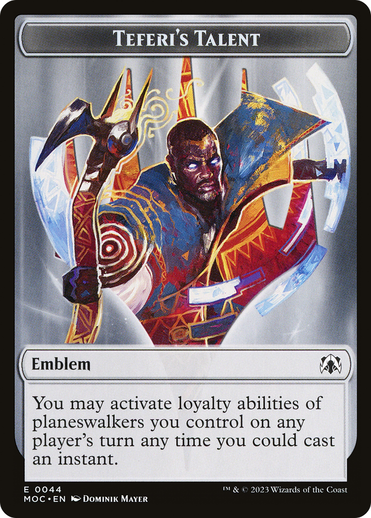 First Mate Ragavan // Teferi's Talent Emblem Double-Sided Token [March of the Machine Commander Tokens] | Card Merchant Takapuna