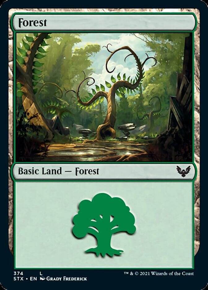 Forest (374) [Strixhaven: School of Mages] | Card Merchant Takapuna