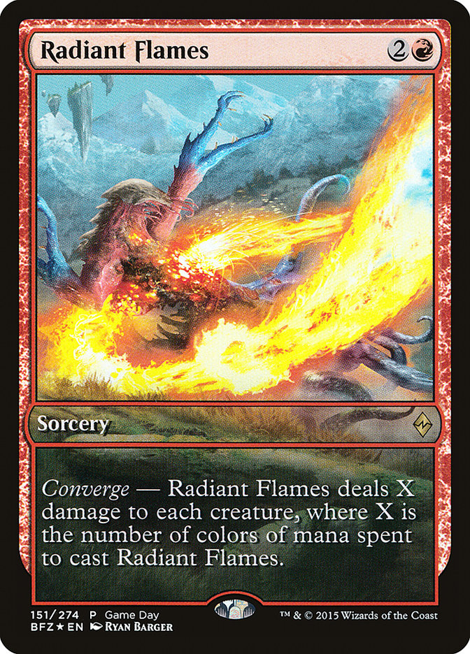 Radiant Flames (Game Day) [Battle for Zendikar Promos] | Card Merchant Takapuna