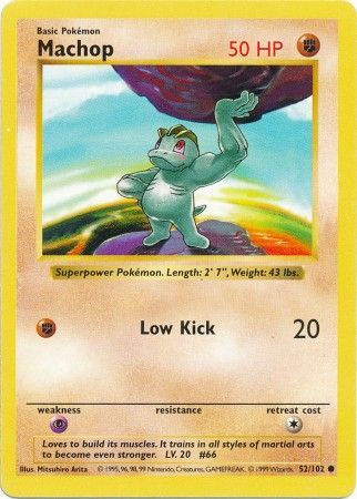 Machop (52/102) [Base Set Shadowless Unlimited] | Card Merchant Takapuna