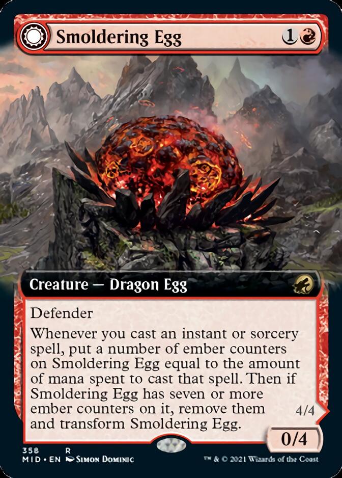 Smoldering Egg // Ashmouth Dragon (Extended Art) [Innistrad: Midnight Hunt] | Card Merchant Takapuna