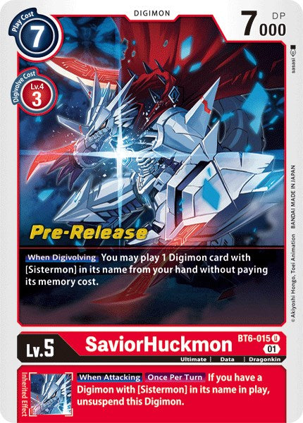 SaviorHuckmon [BT6-015] [Double Diamond Pre-Release Cards] | Card Merchant Takapuna