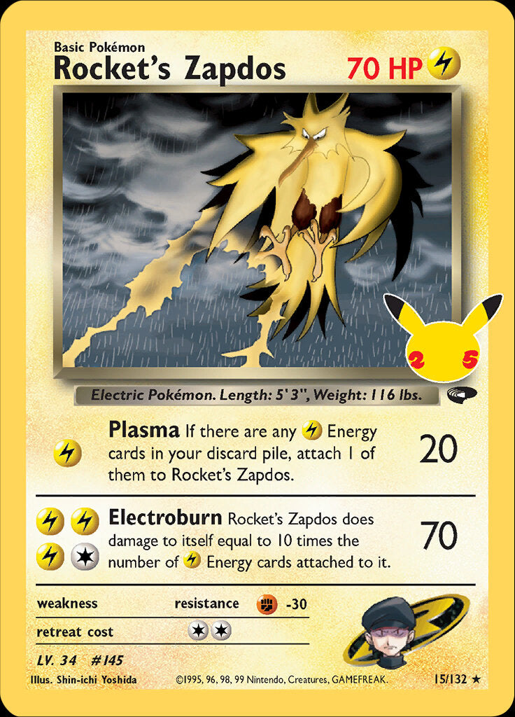 Rocket's Zapdos (15/132) [Celebrations: 25th Anniversary - Classic Collection] | Card Merchant Takapuna