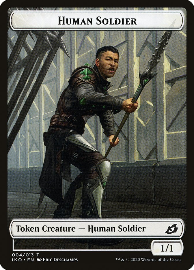 Dinosaur Beast // Human Soldier (004) Double-Sided Token [Ikoria: Lair of Behemoths Tokens] | Card Merchant Takapuna