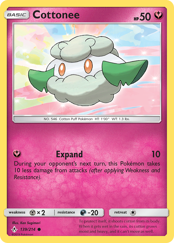 Cottonee (139/214) [Sun & Moon: Unbroken Bonds] | Card Merchant Takapuna