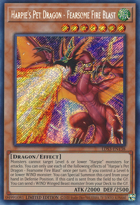 Harpie's Pet Dragon - Fearsome Fire Blast [LDS3-EN138] Secret Rare | Card Merchant Takapuna