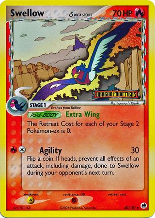 Swellow (40/101) (Delta Species) (Stamped) [EX: Dragon Frontiers] | Card Merchant Takapuna