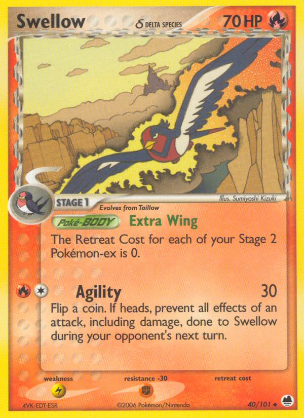 Swellow (40/101) (Delta Species) [EX: Dragon Frontiers] | Card Merchant Takapuna