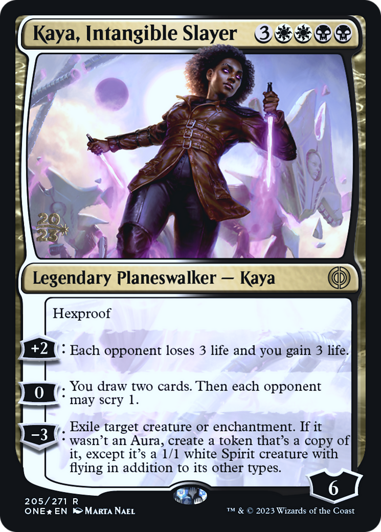 Kaya, Intangible Slayer [Phyrexia: All Will Be One Prerelease Promos] | Card Merchant Takapuna