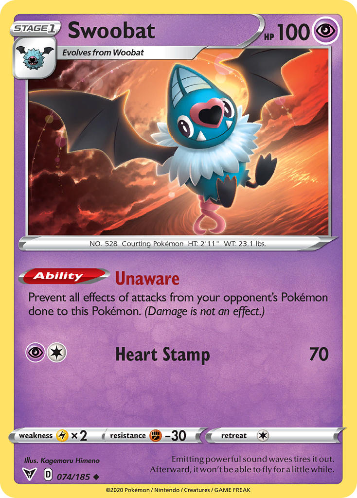 Swoobat (074/185) [Sword & Shield: Vivid Voltage] | Card Merchant Takapuna