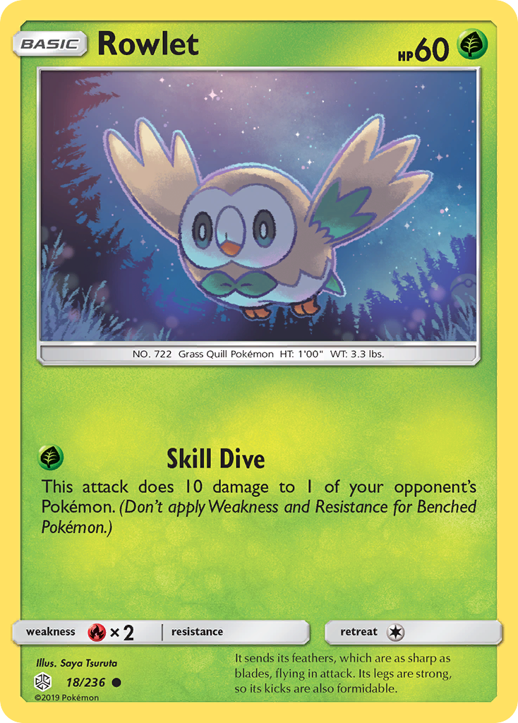 Rowlet (18/236) [Sun & Moon: Cosmic Eclipse] | Card Merchant Takapuna