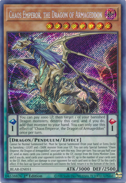 Chaos Emperor, the Dragon of Armageddon [BLAR-EN051] Secret Rare | Card Merchant Takapuna