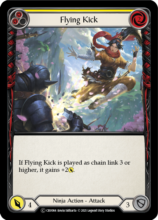 Flying Kick (Yellow) [U-CRU064] (Crucible of War Unlimited)  Unlimited Rainbow Foil | Card Merchant Takapuna