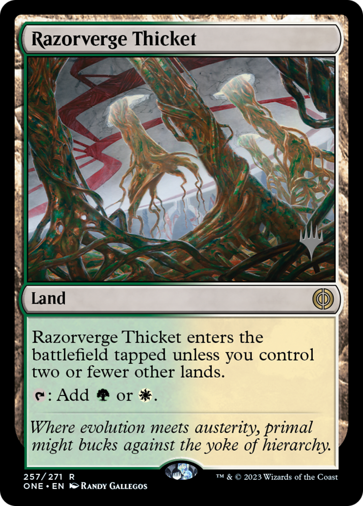 Razorverge Thicket (Promo Pack) [Phyrexia: All Will Be One Promos] | Card Merchant Takapuna