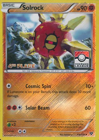 Solrock (64/146) (4th Place League Challenge Promo) [XY: Base Set] | Card Merchant Takapuna