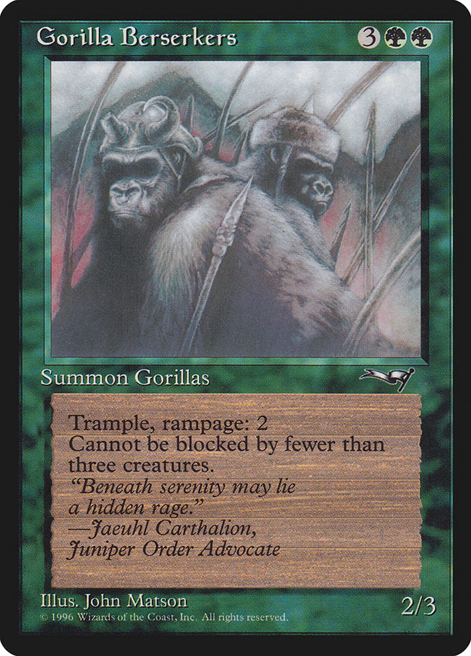 Gorilla Berserkers (Mouths Closed) [Alliances] | Card Merchant Takapuna