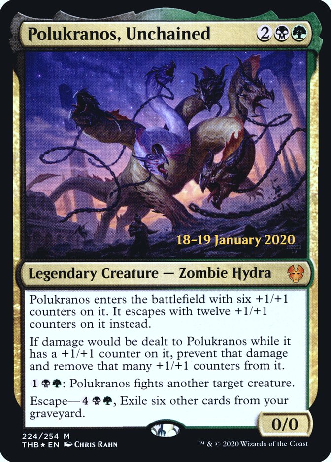 Polukranos, Unchained [Theros Beyond Death Prerelease Promos] | Card Merchant Takapuna